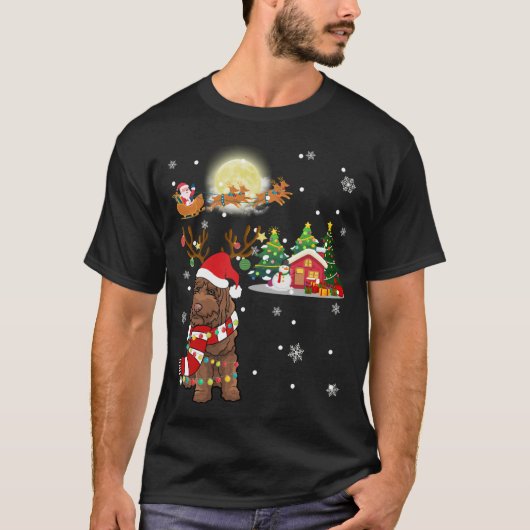 T-shirt Labradoodé Chien Light Noël Arbre de rennes Noël N (Devant)