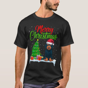 T-shirt Labradoodé Chien Noël Lumières des arbres de Noël