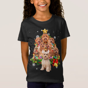 T-Shirt Labradoodé Noël Arbre Lumières Drôle Chien Xmas G