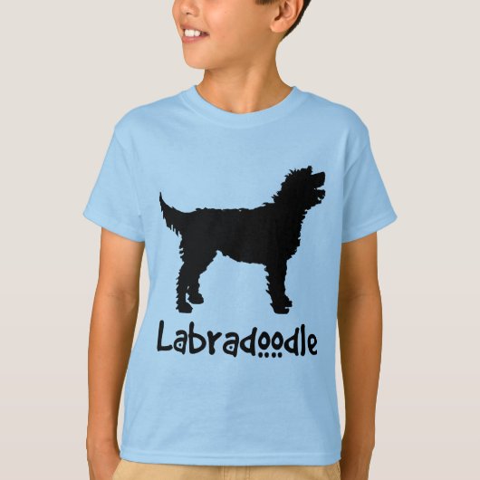 T-shirt Labradoodle avec le texte frais (dans le noir) (Devant)