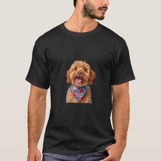 T-shirt labradoodle brun labrador poodle chiot drapeau amé