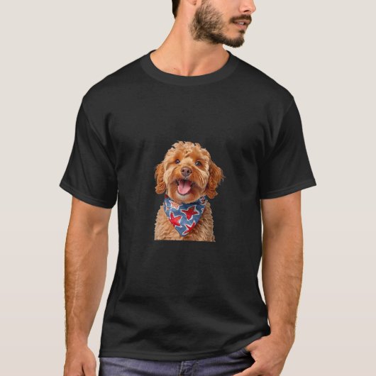 T-shirt labradoodle brun labrador poodle chiot drapeau amé (Devant)