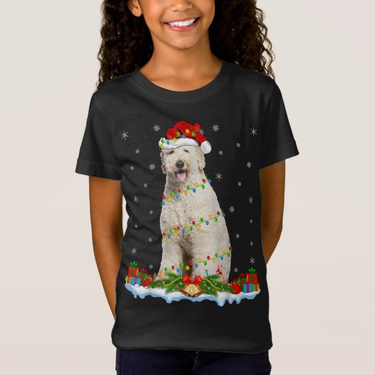 T-Shirt Labradoodle Chien Xmas Éclairage Père Noël Labrado (Devant)