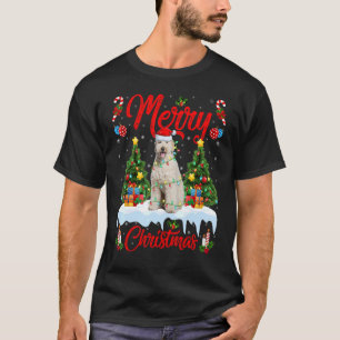 T-shirt Labradoodle Dog Lights Xmas Tree Père Noël Labrado