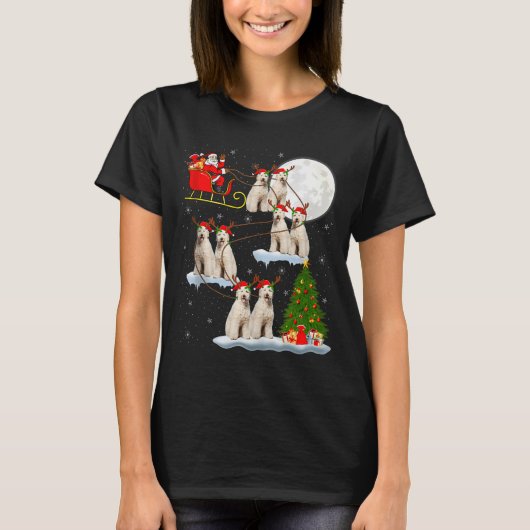 T-shirt Labradoodle Dog Santa Sleigh Flying Funny Magical (Devant)