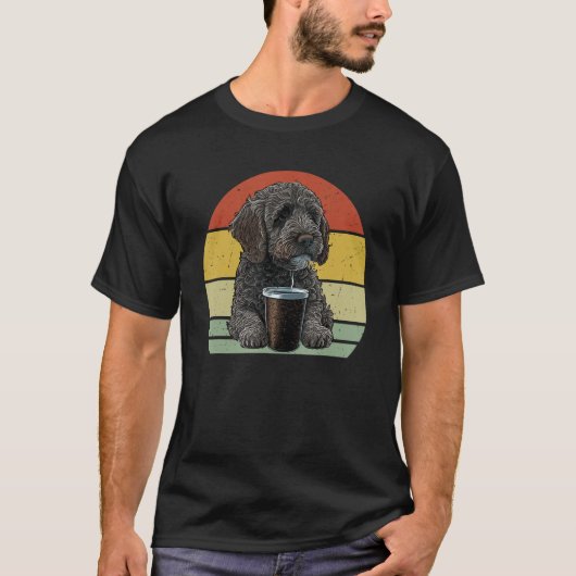 T-shirt Labradoodle Drinking Coffee Labradoodle Dog And C (Devant)