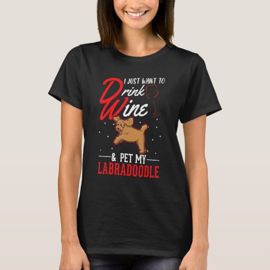 T-shirt Labradoodle Et Vin (Devant)