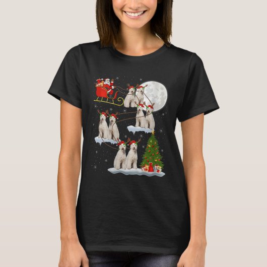 T-shirt Labradoodle Femme Chien Père Noël Traîneau Volant (Devant)