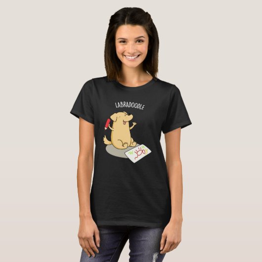 T-shirt Labradoodle Funny Labrador Chien Pun Dark BG (Devant entier)