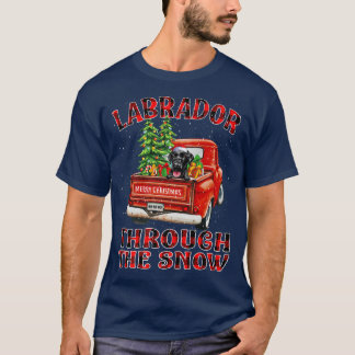 T-shirt Labrador À Travers Le Camion De Noël De Neige Plai