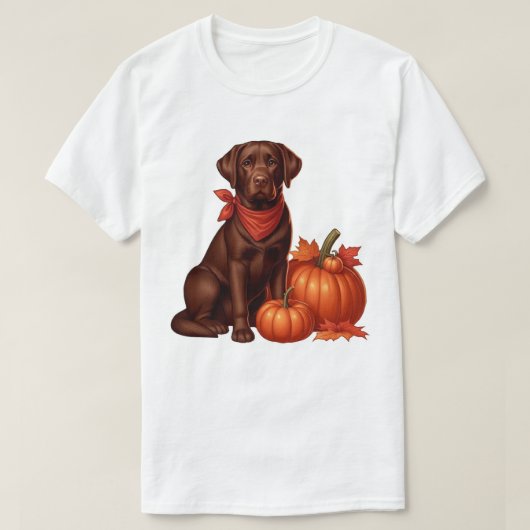 T-shirt Labrador au chocolat avec Bandana rouge par Citrou (Design devant)