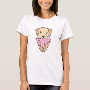 T-shirt Labrador Chien rose Crème de glace gaufre mignonne