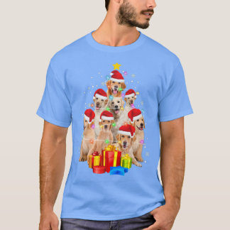 T-shirt Labrador Chien Santa Hat Noël Arbre Lumières Noël