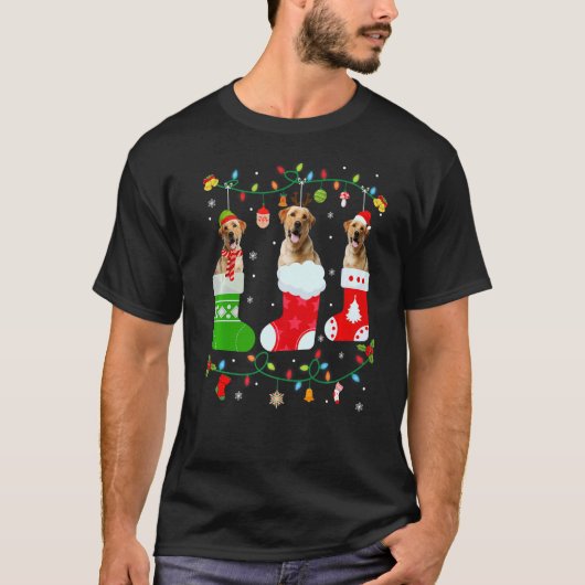 T-shirt Labrador Chien Trois Chaussettes de Noël Chandail  (Devant)