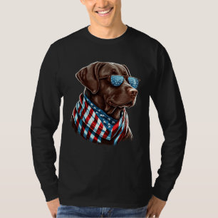 T-shirt Labrador Chocolat Patriotique USA Fier