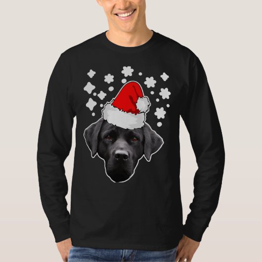 T-shirt Labrador Christmas Black Lab À Père Noël (Devant)