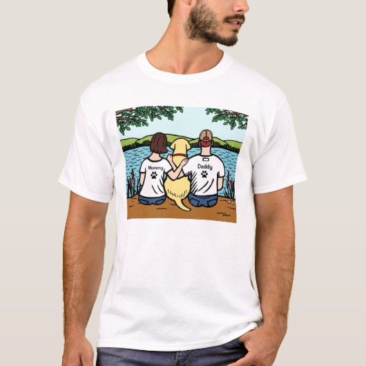 T-shirt Labrador et maman et papa jaunes (Devant)