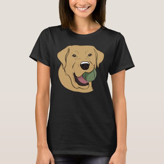 T-shirt Labrador Jaune Avec Boule (Devant)