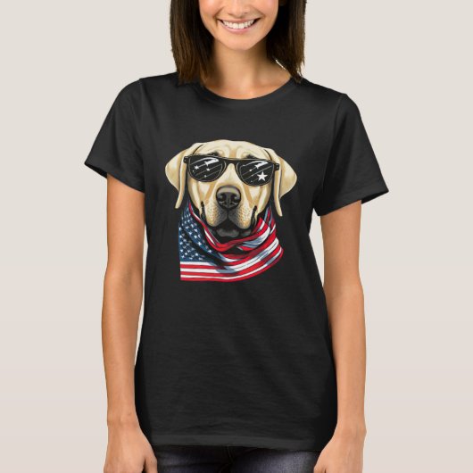 T-shirt Labrador Jaune avec drapeau américain Patriotique  (Devant)