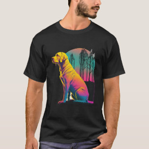 T-shirt Labrador jaune Synthwave 80s Rétrowave esthétique