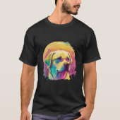 T-shirt Labrador jaune Synthwave 80s Style esthétique (Devant)