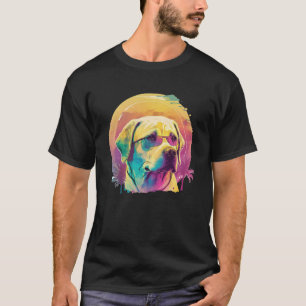 T-shirt Labrador jaune Synthwave 80s Style esthétique