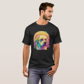 T-shirt Labrador jaune Synthwave 80s Style esthétique (Devant entier)