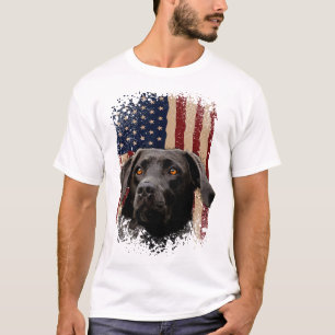 T-shirt Labrador noir américain propriétaire du drapeau am