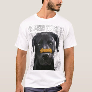 T-shirt Labrador noir avec l'os sur le nez