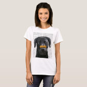 T-shirt Labrador noir avec os sur le nez (Devant entier)