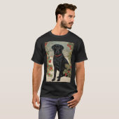 T-shirt Labrador noir en hiver (Devant entier)