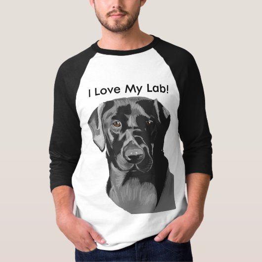 T-shirt Labrador noir" j'aime mon laboratoire " (Devant)