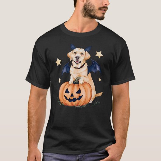 T-shirt Labrador Pumpkin Witch Golden Labrador Halloween G (Devant)
