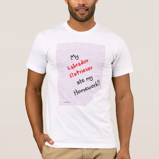 T-shirt Labrador Retriever a mangé mes devoirs (Devant)