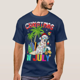 T-shirt Labrador Retriever à Santa Hat Noël en juillet