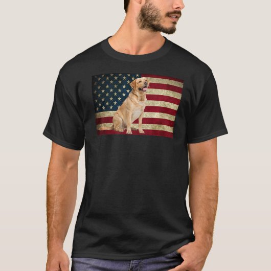 T-shirt Labrador retriever American Flag labdog Animal (Devant)