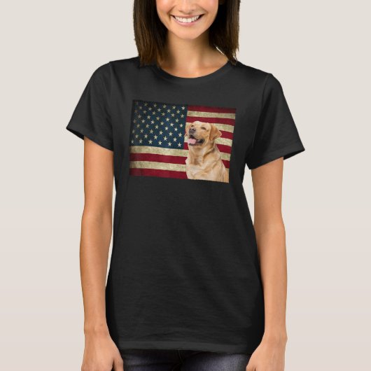 T-shirt Labrador retriever American Flag labdog Animal (Devant)