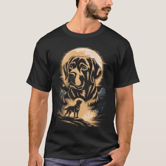 T-shirt Labrador Retriever Cascade au Clair de Lune (Devant)