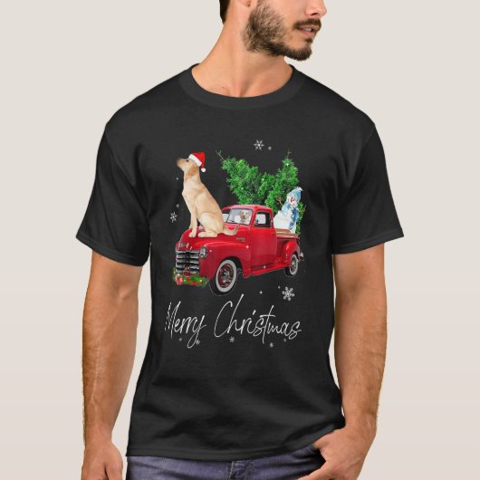 T-shirt Labrador Retriever Chien équitation Camion rouge N (Devant)