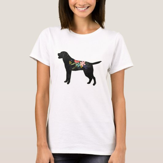 T-shirt Labrador Retriever Chien race Bohemian Floral (Devant)