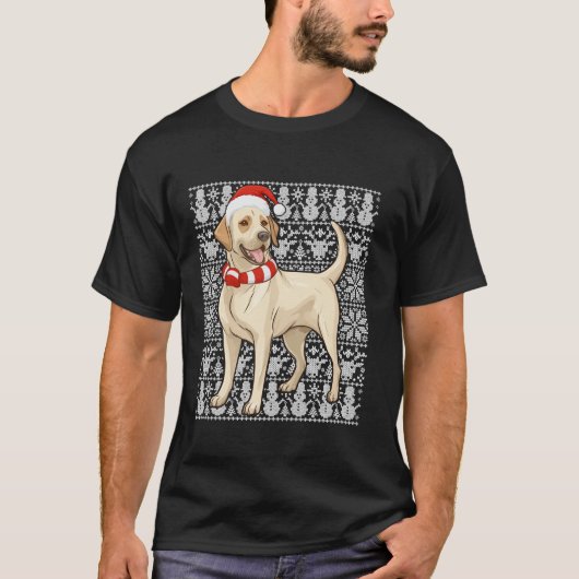 T-shirt Labrador Retriever Chien Santa Hat Hommes Femmes L (Devant)
