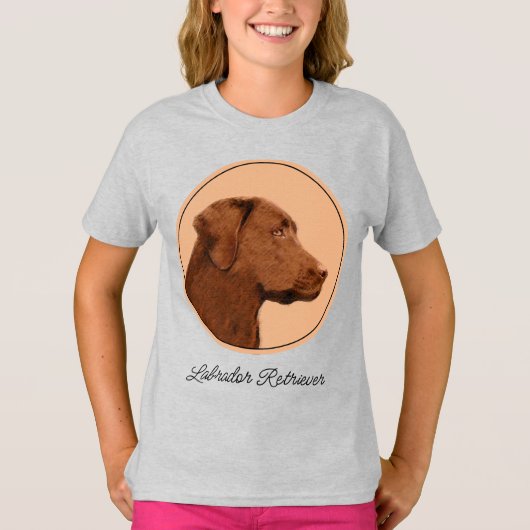 T-shirt Labrador Retriever (Chocolat) Peinture - Chien Art (Devant)
