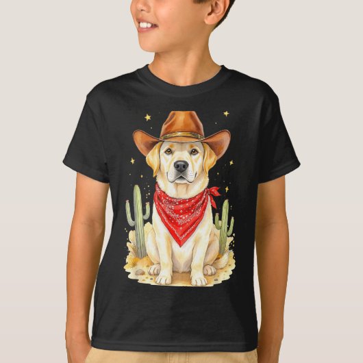 T-shirt Labrador Retriever Cowboy Dog Western Llabrador Co (Devant)