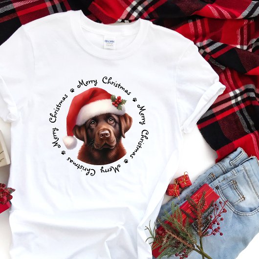 T-shirt Labrador Retriever Cute Père Noël Chien Famille No
