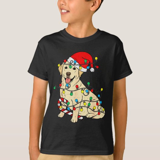 T-shirt Labrador Retriever Dog Christmas Lights Xmas Pet D (Devant)