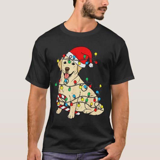 T-shirt Labrador Retriever Dog Christmas Lights Xmas Pet D (Devant)
