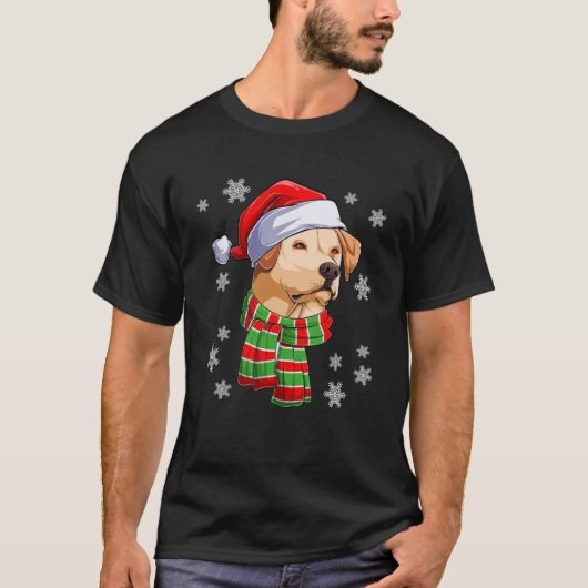 T-shirt Labrador Retriever Dog with Scarf and Santa Hat Ch (Devant)