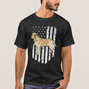 T-shirt Labrador Retriever drapeau américain noir blanc 4