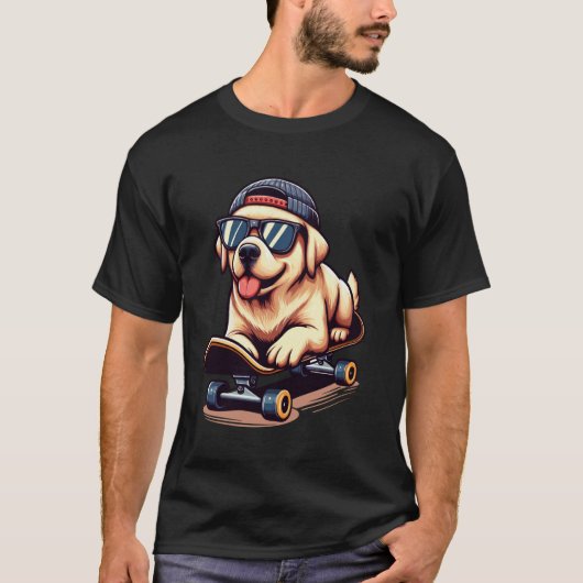 T-shirt Labrador Retriever drôle avec skateboard (Devant)