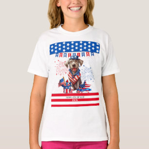 T-shirt Labrador Retriever Happy 4 juillet Independence